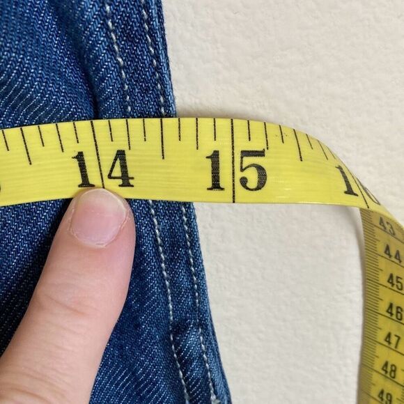 Madewell Pleated Waist Half Zip Denim‎ Dress in Pixie Wash Size 0 (Q6) - Picture 9 of 12